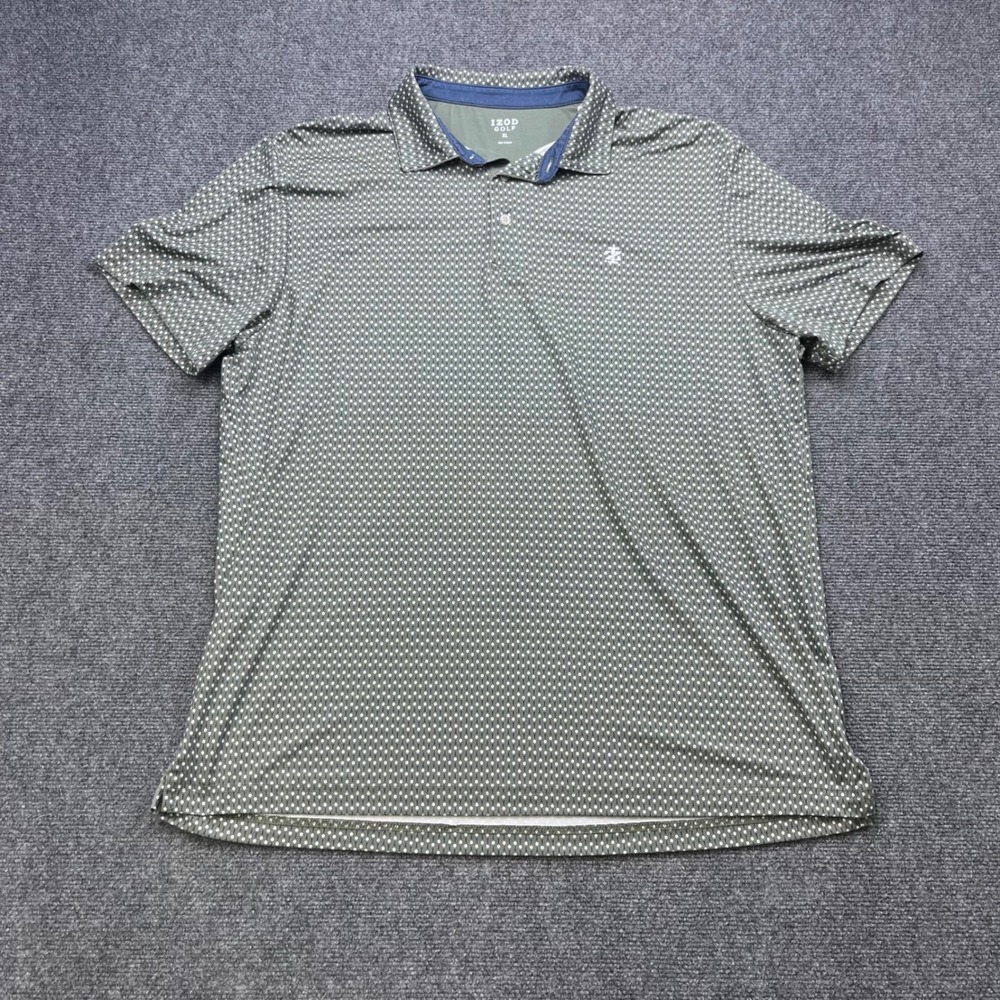 IZOD Golf Performance Moisture Wicking Green‎ Tee Print Polo Shirt